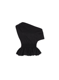 Not Your Rose Black One-Shoulder Short-Sleeve Top