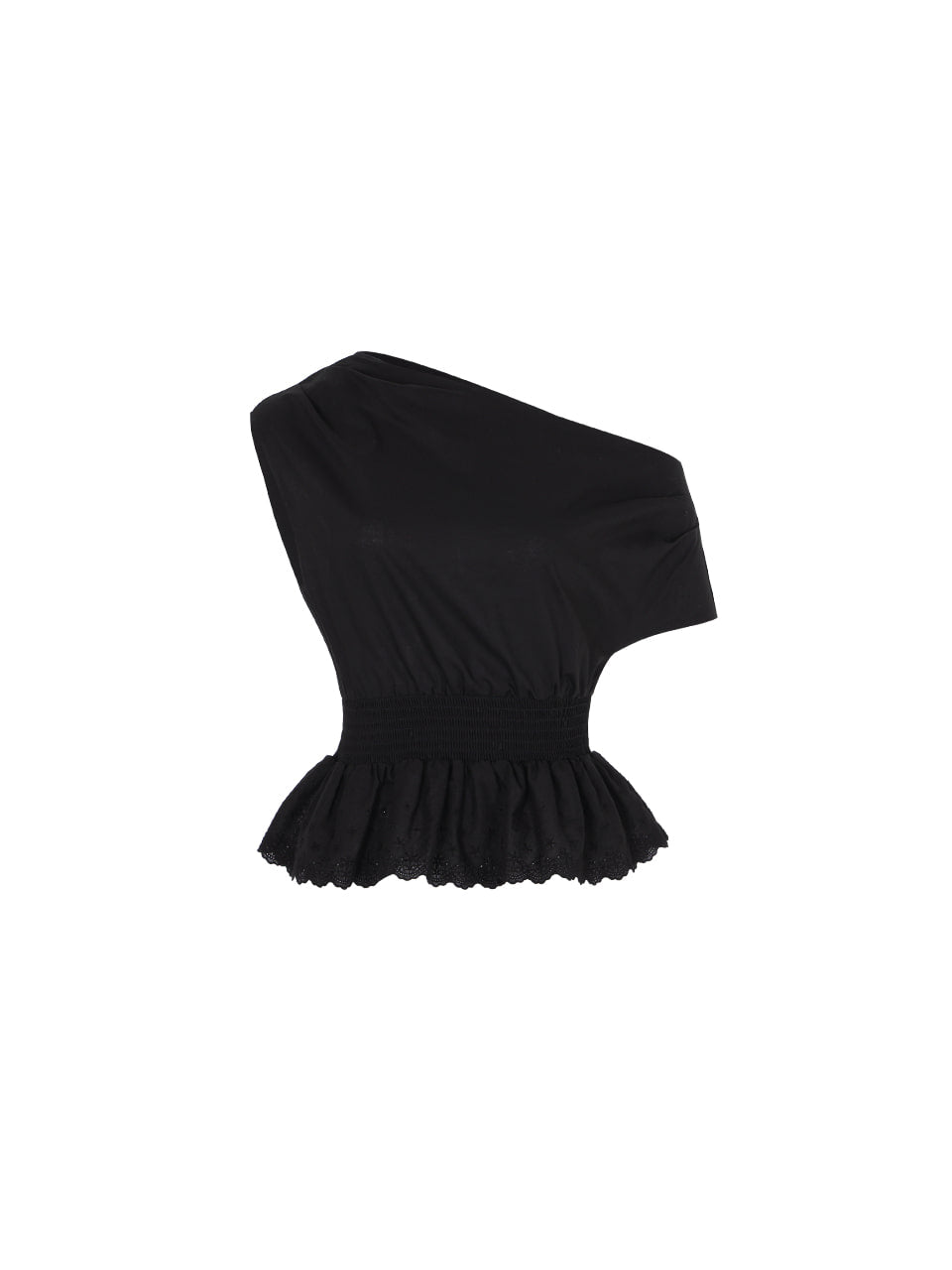 Not Your Rose Black One-Shoulder Short-Sleeve Top