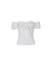 Not Your Rose Ivory Off-Shoulder Bow Top