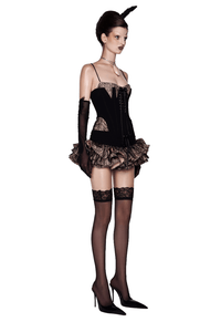 LSOUL Black Lace & Boning Short Skirt Set
