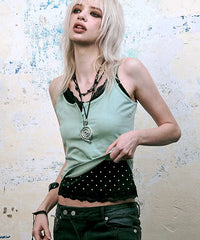 NOTKNOWING Lace Layered Cami Set (MINT&DOT)