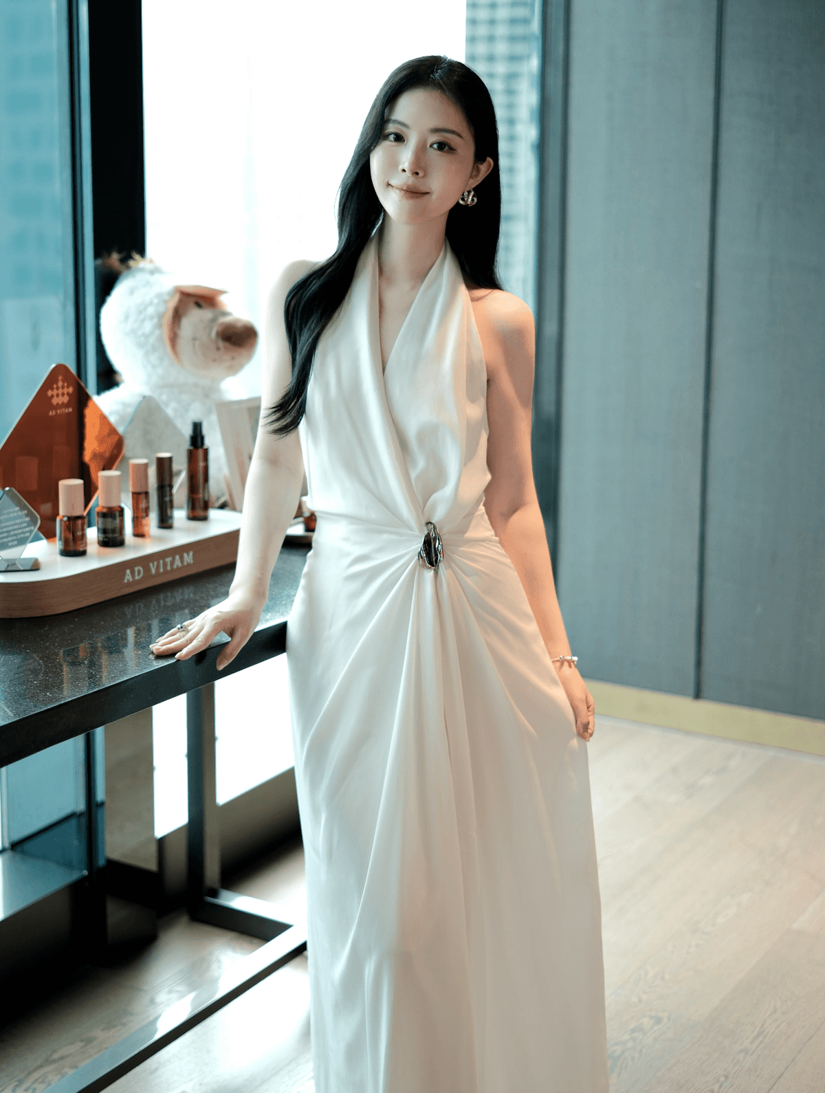 BY TRIOTRIO White Halter Open-Back Dress
