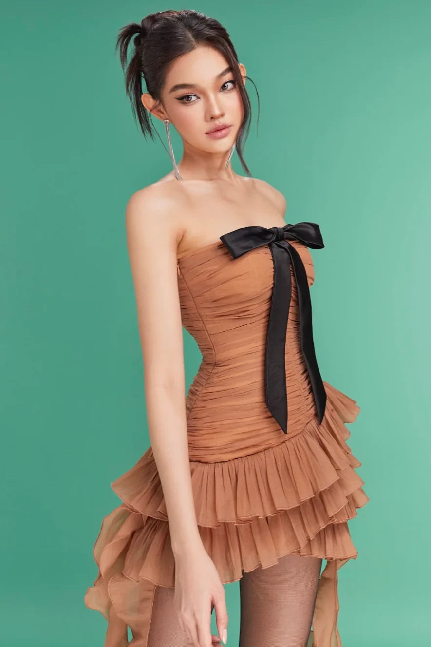 LANE CI Camella: Strapless Dress with Streamers & Ruffles