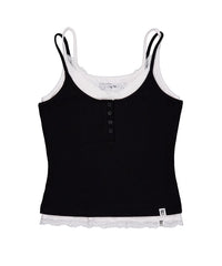 NOTKNOWING Lace Layered Cami Set (BLACK)