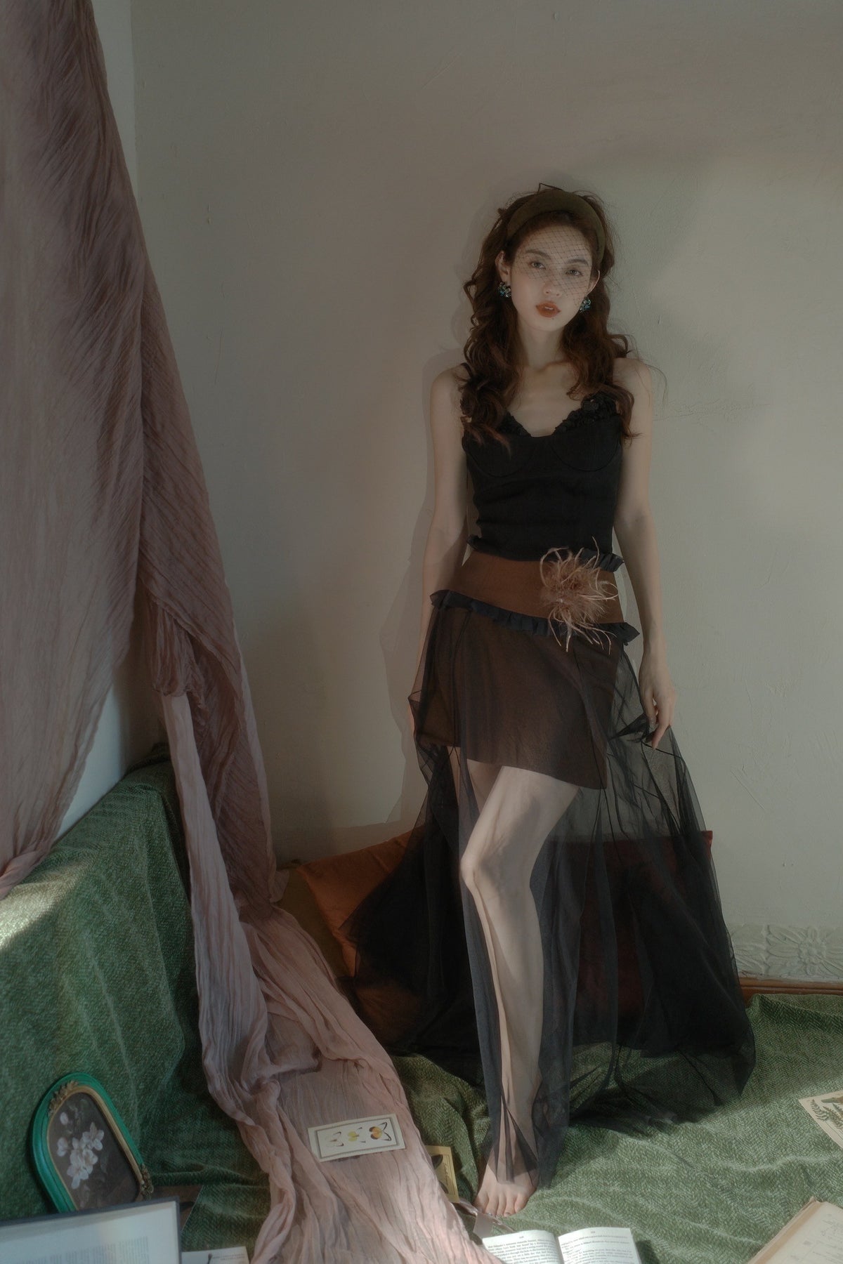 Fa Sogno Black Tulle Dream Camisole Top and Skirt Set product image 3