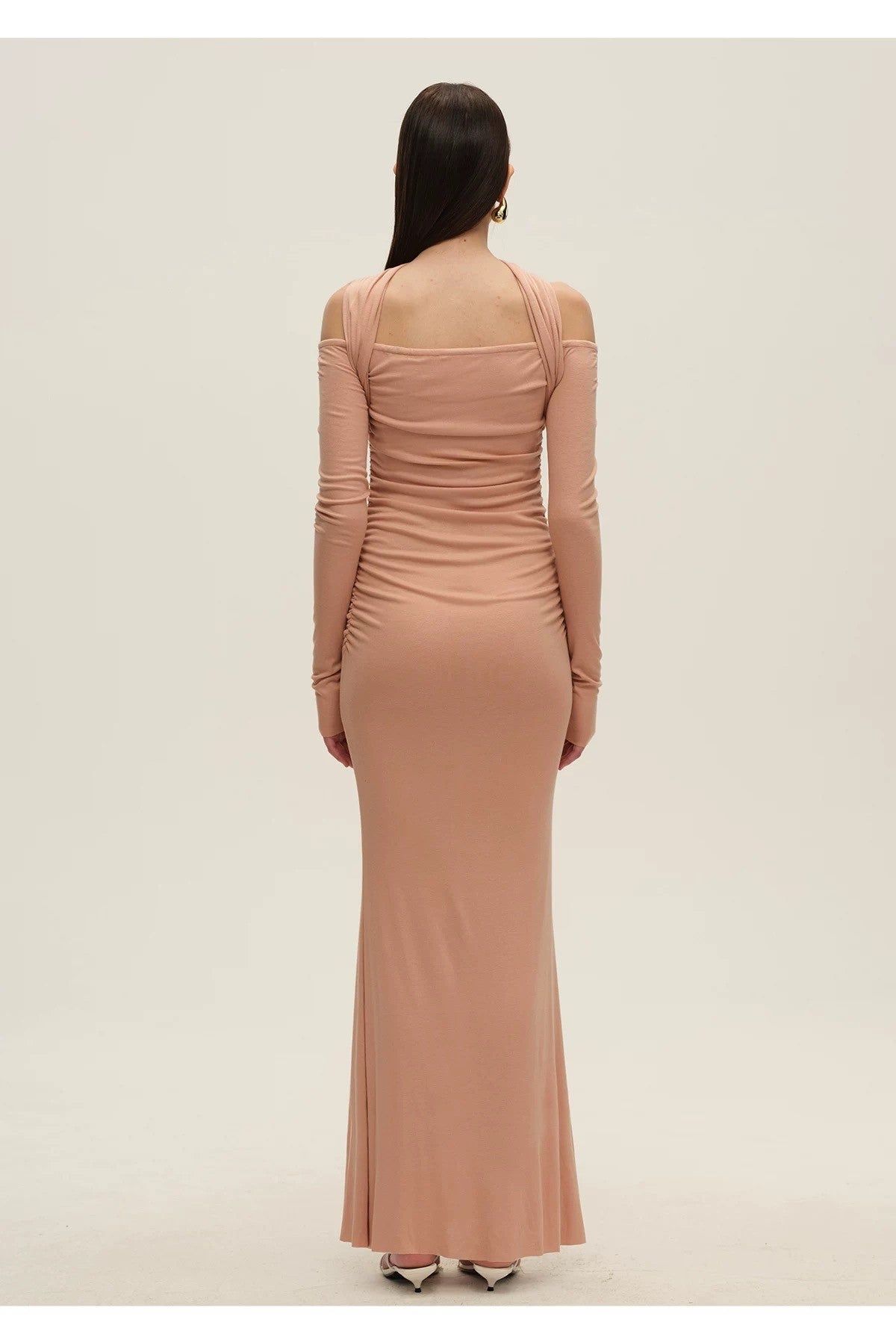 SIJIA Off-Shoulder Halter-Neck Dress (Nude Pink)