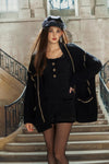 Oversized Knit Cardigan Sweater with  Chains